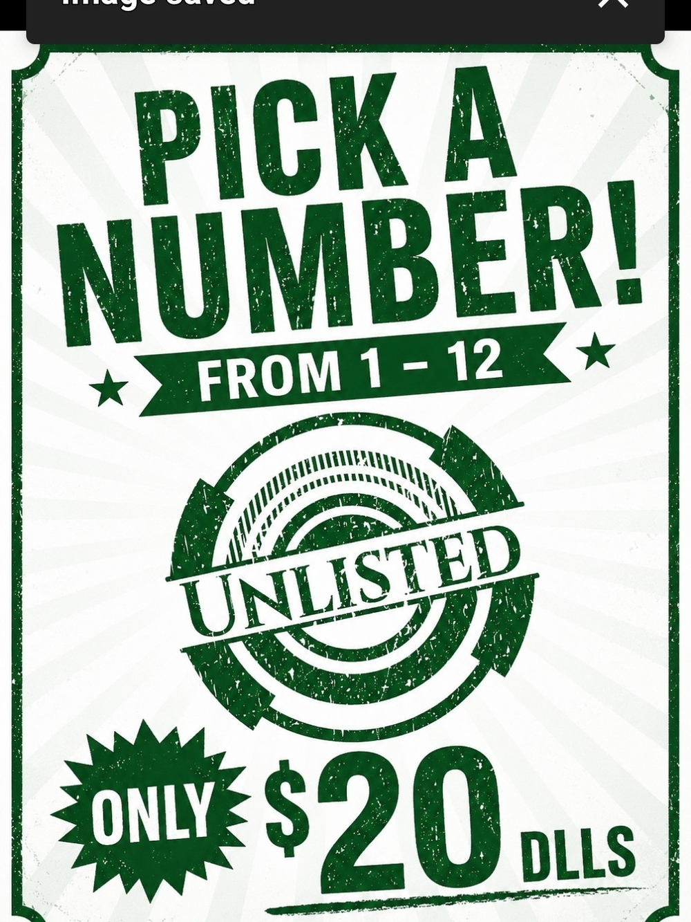 Green 'Pick A Number' Graphic Poster